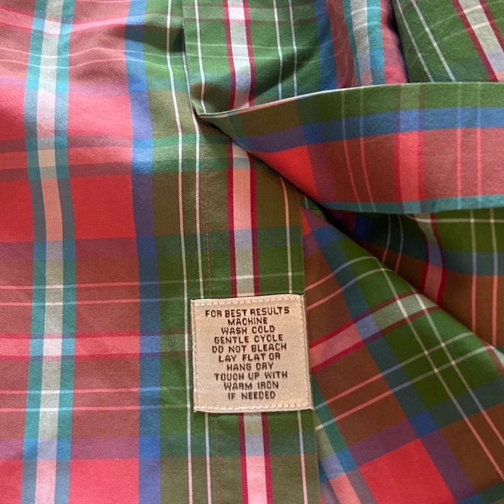 Peter Millar Men's Large 100% Cotton Plaid Button Down Shirt Weekender Sz.‎ L